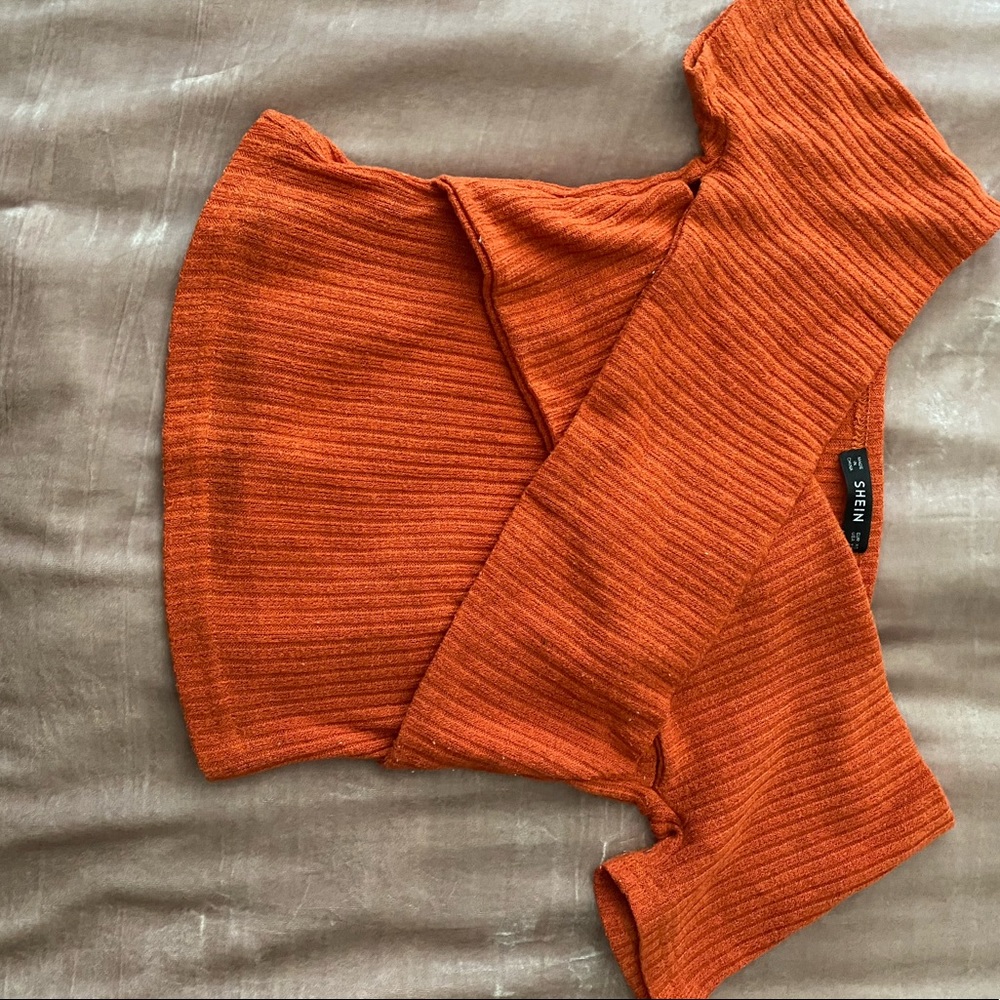 shein orange off the shoulder cross body top
